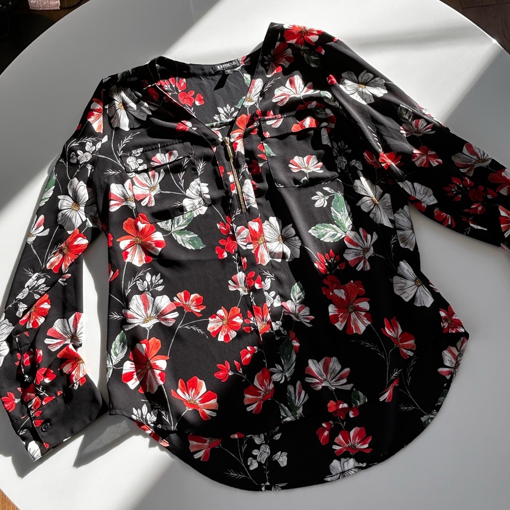 Express black floral top